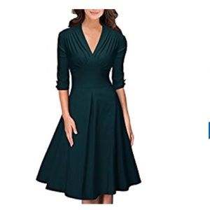 V Neck Retro Vintage Swing Dress